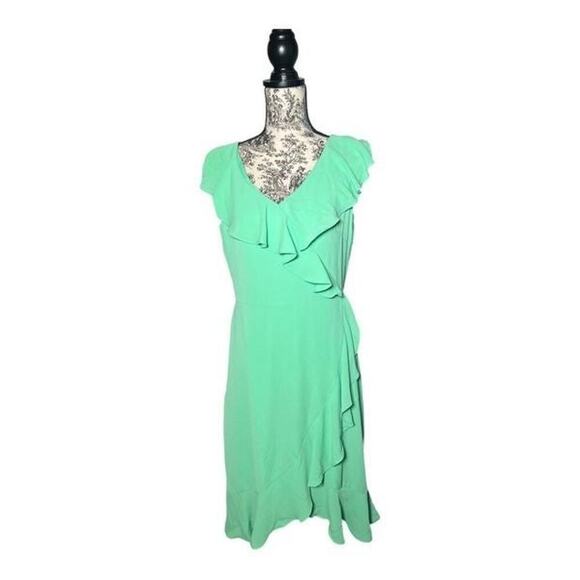London Times ruffle faux wrap midi dress size 10, new with tags! - Picture 3 of 9